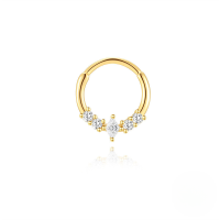 wholesale S925 Sterling Silver Minimalist Zircon Geometric Rhinestone Ear Cuff, Nose Ring-Single gold #1