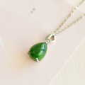 wholesale 925 Sterling Silver Vintage Teardrop Pendant Necklace for Women with Certificate, Wholesale Collarbone Chain Inlaid with Hetian Jasper-0-5