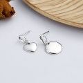 wholesale S925 Sterling Silver Korean-style Minimalist English Round Plate Asymmetric Heart Small Earrings for Women Versatile Stud Earrings-0-1
