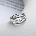 wholesale S925 Sterling Silver Korean Style Ins Minimalist Simple Line Twist Cross Wrapped Geometric Open Ring-0-1