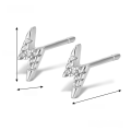 wholesale S925 Sterling Silver Ear Studs Lightning Setting Diamond Exquisite Small Stackable Minimalist Fashion Versatile Earrings Hot Selling in Europe and America-0-6