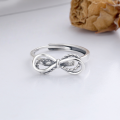 wholesale S925 Sterling Silver Korean-style Creative Minimalist Ins-style Bow Line Double-layer Hollow Open Ring-0-1