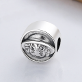 wholesale S925 Sterling Silver Straw Hat Boy Pendant Spacer Bead Double Hole Stringing Component DIY Bracelet Accessory Barrel Bead High-end Feel-0-0