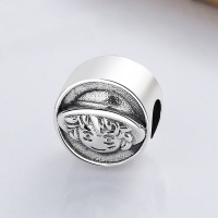wholesale S925 Sterling Silver Straw Hat Boy Pendant Spacer Bead Double Hole Stringing Component DIY Bracelet Accessory Barrel Bead High-end Feel-YP087F/Straw Hat Boy Barrel Beads (approximately 3.4g)  925 Silver