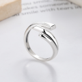 wholesale S925 Sterling Silver Irregular Multi-Line English Letter Open Ring Trendy Sweet and Edgy Style Index Finger Ring-0-2