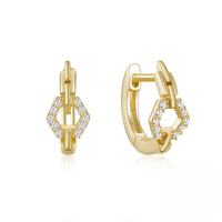 wholesale 925 Sterling Silver With Zircon Accent Chain Style Hoop Earrings, European And American Design-Gold #1