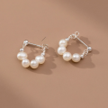 wholesale S925 Sterling Silver Pearl U-Shaped Ear Clasp Retro Luxury High-End Sense Minimalist Versatile Earrings for Women M00078-0-4