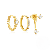 wholesale S925 Sterling Silver Classic Irregular Hoop Earrings With Zircon, Women's Daily Wear Set-3-piece set - Gold#8&gt;925 silver