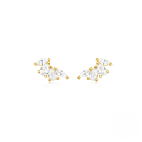 wholesale S925 Sterling Silver Evil Eye Earrings With Petal Teardrop Design And Crystal Accents-Gold#5 925 silver