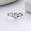 wholesale S925 Sterling Silver Irregular Heart Woven Line Ring, Trendy and Stylish Ins Style Design Index Finger Ring-0-1