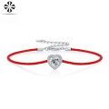 wholesale S925 Sterling Silver Moissanite Bracelet Heart-shaped Rope Bracelet Chinese-style Jewelry New Valentine's Day Best-seller Neo-Chinese Bracelet-0-1