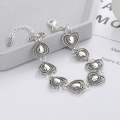 wholesale S925 Sterling Silver Retro Heavy-Duty Interwoven Weave Pattern Heart Cutout Link Bracelet, Unique Niche Euro-American Style-0-1