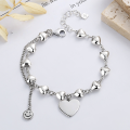 wholesale S925 Sterling Silver Splice Chain Three-Dimensional Small Heart Smile Letter Creative Bracelet Fashion Elegant Hand Jewelry-0-0