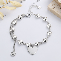 wholesale S925 Sterling Silver Splice Chain Three-Dimensional Small Heart Smile Letter Creative Bracelet Fashion Elegant Hand Jewelry-181S/approx. 10.5g 925 silver