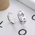 wholesale Metal Material: S925 Sterling Silver Unisex Couple Rings Heart Sutra Trendy Personalized Adjustable Open Ring Retro Thai Silver Six Mantra-0-1