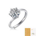 wholesale S925 Silver Moissanite Precious Women's Ring Creative Trendy Six-Prong Setting Adjustable Open Band Source Wholesale-0-10