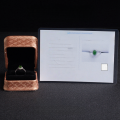 wholesale 925 Sterling Silver Zircon and Jasper Women's Ring, Openable Adjustable with Certificate, Green Diamond Ring with Cabochon-0-3