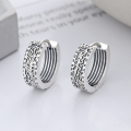 wholesale S925 Sterling Silver European and American Cross-Border Minimalist Geometric Pattern Textured Two-Tone Statement Earrings for Women-0-3