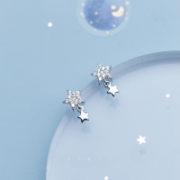 wholesale S925 Sterling Silver Nalan Women's Korean Style Fashion Diamond Inlaid Star Short Ear Studs Sweet Tassel Ear Accessories G5105-S925 silver pair 925 silver