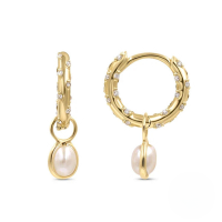 wholesale S925 Sterling Silver Geometric Marquise Zircon Pearl Pendant Hoop Earrings, Popular Exaggerated Fun Ins Style-Gold-Style 3 925 Silver