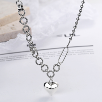 wholesale S925 Sterling Silver 3D Heart Vintage Layered Necklace Korean Style Personality Ins Minimalist Cold Chic Cool Girl Sweater Chain-YL144/short version about 12.6g 925 silver