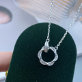 wholesale Metal Material: 999 Silver Maker S999 Silver Möbius Double Loop Pendant Necklace with Small Zircon, Light Luxury, Exquisite, High-End, Fashionable Collarbone Chain-0-0