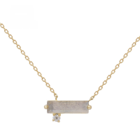 wholesale 10K gold minimalist geometric blue flash labradorite necklace, exquisite Japanese-style fine jewelry birthday gift-Labradorite Geometric Necklace>9K