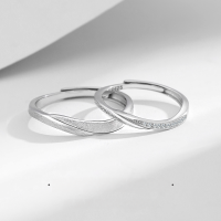 wholesale 925 Sterling Silver Beautiful Prospect Couple Adjustable Ring Minimalist Niche Design Matching Bands 520 Gift-Beautiful Vision Couple Ring/Approx. 3.06g&gt;PR003060 Sterling Silver