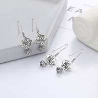 wholesale S925 Sterling Silver Retro Distressed Lotus Leaf Pattern Tassel Pendant Ethnic Rustic Style Elegant Earrings-YFR185/approximately 4.1g aged 925 silver