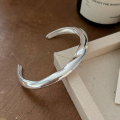 wholesale S925 Sterling Silver Irregular Hammered Korean Style Bracelet for Women, Designed with an Ins Aesthetic, Minimalist Fashion Accessory Trend-0-5
