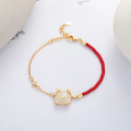 wholesale S925 Sterling Silver Zodiac Birth Year Hetian Jade Auspicious Adorable Dragon Red Rope Bracelet Creative National Trend Style-0-1