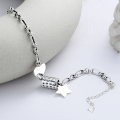 wholesale Metal Material: S925 Sterling Silver KoreanDesign Ins Five-Pointed Star + Heart Bracelet for Women, Simple and Fashionable Personality Thai Silver Jewelry-0-1
