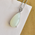 wholesale 925 silver pendant necklace with certificate, simple white jade drop pendant inlaid with Hetian jade, women's wholesale accessory-0-5