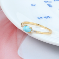 wholesale Sterling Silver Japanese-style Luxury Jewelry Exquisite Natural Larimar Zircon Ring Ultra-minimalist Larima Wholesale from Manufacturer-0-2