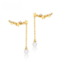 wholesale S925 Silver Japanese Light Luxury Detachable Shell Pearl Earrings for Women, Vintage Style Starry White Zircon-0-0