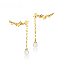 wholesale S925 Silver Japanese Light Luxury Detachable Shell Pearl Earrings for Women, Vintage Style Starry White Zircon-Shell beads 925 silver