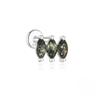 wholesale S925 Sterling Silver Oval Cat's Eye Agate Flat Head Threaded Ear Cartilage Stud-Single platinum #5