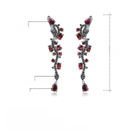 wholesale S925 Silver Italian Craft Designer Earrings with High-End Jewelry Feel, Inlaid with Natural Garnet Ear Drops-Natural garnet
