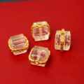 wholesale Gold-plated 925 Sterling Silver, Natural White Rock Crystal Sugar Cube Bead Spacer, DIY Bracelet String Accessory-0-0