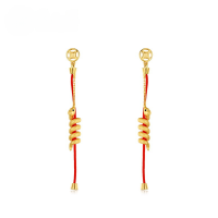 wholesale S925 Silver New Year of the Snake Red Rope Earrings Fashionable and Unique Snake-shaped Long Drop Earrings for Women Wholesale Customization-10K gold + swimming paint  925 silver