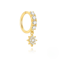 wholesale S925 Sterling Silver Rhinestone-studded Heart And Star Nose Ring, A Bold And Popular European And American Piercing Jewelry-Single gold #5