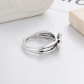 wholesale S925 sterling silver multi-layer bow-shaped ring with a fresh and sweet Korean-style design, worn on the index finger for women-0-2