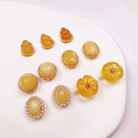 wholesale S925 gold-plated silver natural honey amber gourd oval accessory bracelet necklace string DIY handmade component-Gourd type