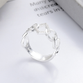 wholesale S925 Sterling Silver Cross-Border Minimalist Geometric Interlocking Loop Irregular Personality Open Ring-0-1