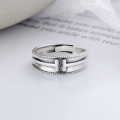 wholesale S925 Sterling Silver European and American Cross-Border Minimalist Style T Letter Single Ring Trendy Unisex Versatile Open Adjustable Ring-0-1