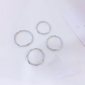 wholesale S999 Pure Silver Korean-style Women's Minimalist Twisted Wire Thin Ring, Small Niche Design Stackable Index Finger Ring-0-0