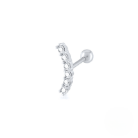 wholesale S925 Sterling Silver Single Threaded Stud Earring, Cross-border Hot Seller, Fashionable Single Row Zircon Accent-Platinum-White Diamond