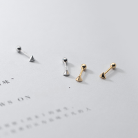 wholesale S925 silver triangle stud earrings, Korean-style, elegant and fresh, threaded, small and delicate, student earrings M00056-S925 silver pair silver>925 silver