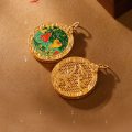 wholesale Gold-plated 925 ancient silver with ancient enamel firing and ruby technology, round Fu Lu pendant necklace drop DIY jewelry accessory-0-5
