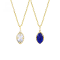 wholesale Japanese CIR Series Double-sided Pendant in Metal, featuring a minimalist and versatile design with lapis lazuli, white shell, and crystal, new style collarbone necklace-0-0